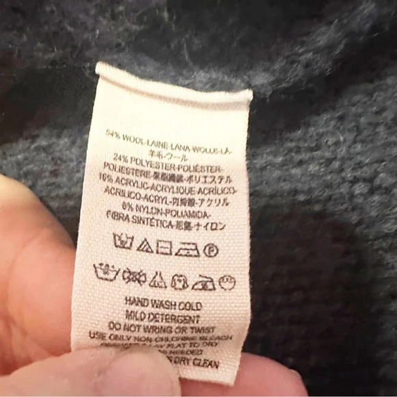 Free People Fairisle Wool Blend Sweater With High Neck Cowl Neck Blue Sz M - Picture 10 of 15